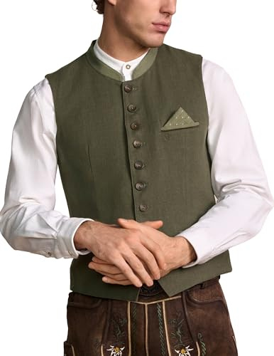 Krüger Herren Trachten Weste Camilo, klassisch, festlich, Rundhals, Tracht, Volksfest