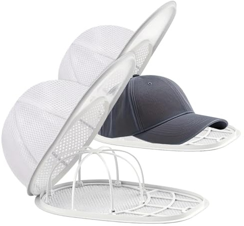 BEZHO 2er-Set Kappen-Waschgestell, Faltbarer Baseball Cap Washer für Waschmaschine und Spülmaschine, Hutreiniger und Formhalter für Erwachsene und Kinder (Weiß)