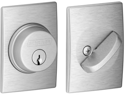 Schlage Century Single Cylinder Front Door Deadbolt, Satin Chrome