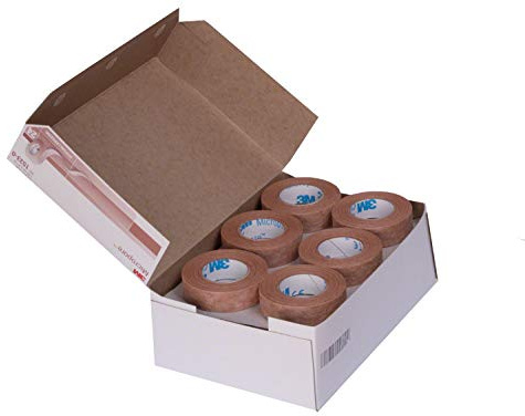 3M Micropore Sparadrap chirurgical hypoallergénique Marron clair 1,25 cm x 9,1 m Lot de 24