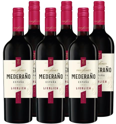 Freixenet Mederaño Tinto Lieblich (6 x 0,75 l) - Lieblicher Rotwein aus Spanien, fruchtig, vollmundig und samtig im Geschmack, perfekt zu Gegrilltem oder Käse