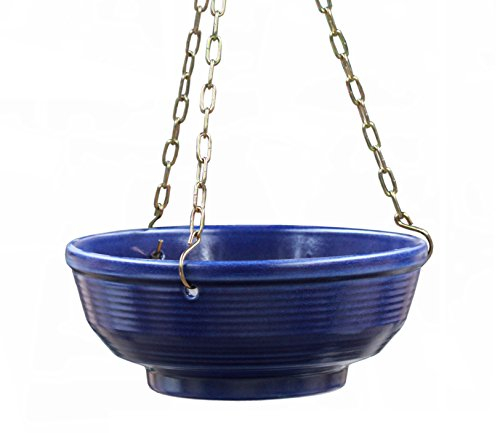 Blumenampel Hänge-Schale + Kette, wasserdicht Ø 32 x 13 cm, Effekt blau, 058.032.64 ohne Bodenloch, Made in Germany