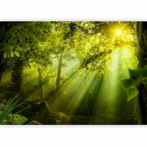 murando - Papier peint panoramique paysage 200x140 cm - Revêtement mural décoration pour chambre salon - Design moderne - Vert jaune - Des arbres forêt feuilles nature paysage c-A-0077-a-a