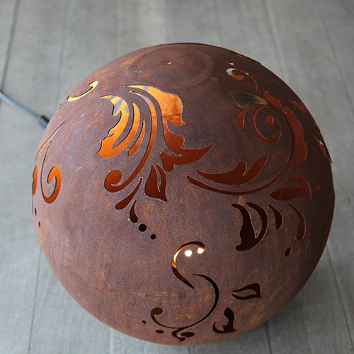Edelrost Vollkugel Barock 50cm zum Beleuchten Rostkugel