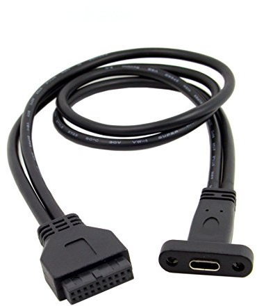chenyang CY Puerto único USB 3.1 Tipo C USB-C Hembra a Placa Base USB 3.0 Cable de Cabezal de 19 Pines 40 cm 5 V 5 Gbps