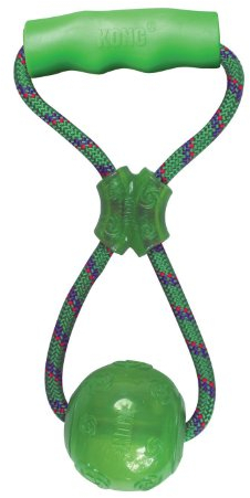 KONG Squeezz Ball with Handle Dog Toy, Medium