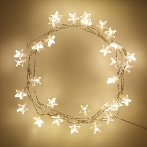 Lights4fun 3x 30er LED Lichterkette Sterne warmweiß Leuchtsterne Kinderzimmer Lichterkette Innen mit Stecker Lichterkette Innen Strom