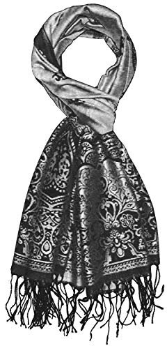 Lorenzo Cana Designer Herrenschal grau silber hochwertiger Markenschal jacquard gewebtes Paisleymuster 70 cm x 180 cm Modal Schaltuch Männer Schal Tuch 9323011