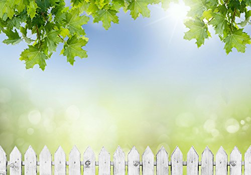 wandmotiv24 Fototapete Weißer Zaun mit Ahornzweigen, S 200 x 140cm - 4 Teile, Fototapeten, Wandbild, Motivtapeten, Vlies-Tapeten, Baum M0419