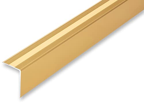 (16,75EUR/m) 30 x 42 x 1000 mm Treppenwinkel goldfarben selbstklebend Treppenkantenprofil Treppenkante Alu Winkel