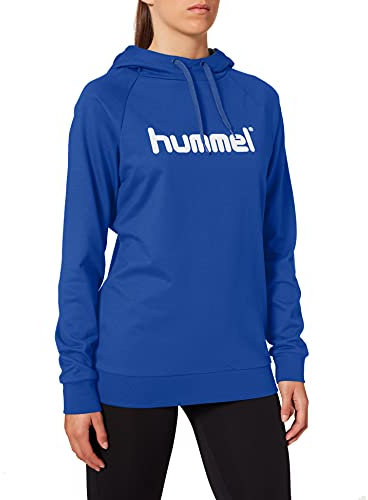 hummel Damen GO Cotton Logo Hoodie Kapuzenpullover, True Blau, 2XL