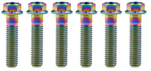Yaruijia Bullone in titanio M8 x 15 20 25 30 35 40 45 50 55 60 65 mm piccole viti a testa esagonale flangiata per parti di moto Pich 1,25 mm, confezione da 6 (M8 x 35 mm, arcobaleno)
