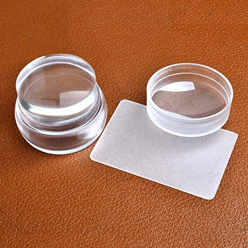 PSL Nail Clear Silicone Stamper Scraper Transparent Stamping Seal Set for Manicures Pedicures