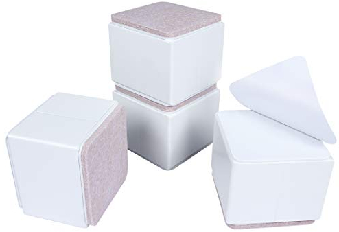 Ezprotekt 2/5 cm Möbelerhöhung aus Karbonstahl, Betterhöhungen 2.4 Breit, Selbstklebende Möbelerhöhung fügt 2 Höhe zu Betten, Sofas Schränken, Unterstützt 20.000 lbs, Quadrat Weiß
