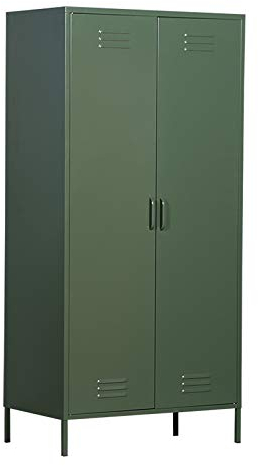 MaximaVida Metallspind Finn 90 x 50 x 185 cm – 4 Regale (Olivgrün)