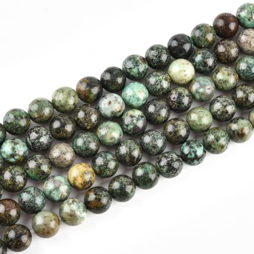 8mm Round African Turquoise Beads for Jewelry Making Natural Gemstone Semi Precious Strand 15 Inch(45-48pcs/Strand)