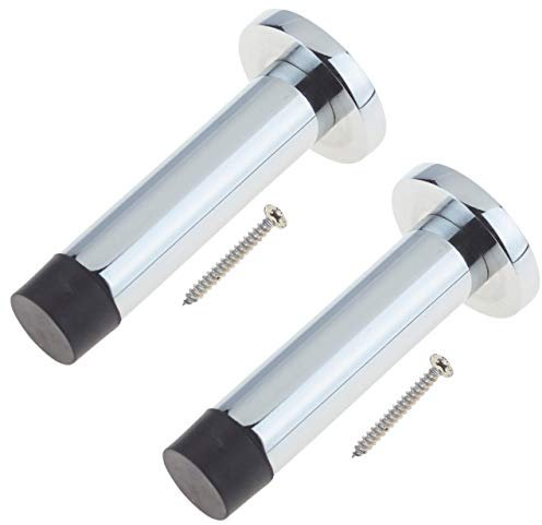 Door Stop | Projection Wall Door or Skirting Mounted | Polished Chrome | Pack of 2