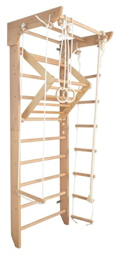 SportBaby Échelle suédoise Espalier Kinder-4-220-Color Jeu, Espalier suédois, Terrain de Jeu pour Les Enfants, Jouets, Bois, Bébé, EU entrepôt, Certificat