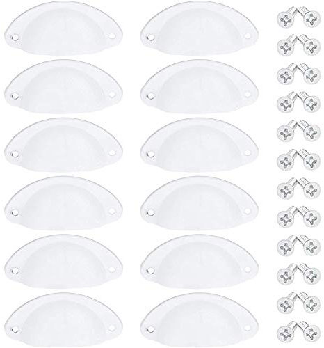 NALCY Poignée de Coquille, Bouton de Porte de Demi-Cercle en Fer Vintage, Rétro Poignee de Meuble,Fer Incurvé Bouton de Porte de Placard Retro, 82mm, Avec Vis (12 Pièces, Blanc)