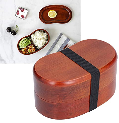 Japanische Bento Box, Doppellagige hölzerne Lunchbox mit Teiler SandwichLunch-Behälter Sushi Box für Kinder Erwachsene Büro Schule Picknick