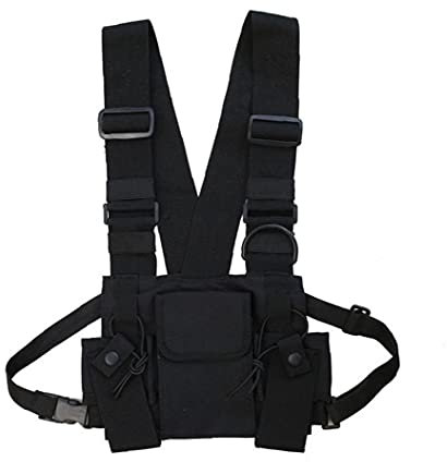 Onsinic Multi-pocket Chest Rig Bag Tool Vest for Men Women Hip Hop Adjustable Chest Pack Chest Rig Bag Functional Harness for Men, Black