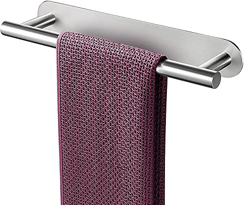 Towel Rail 55cm Self Adhesive Single Towel Holder Stainless Steel Stick On Towel Bar For Bathroom And Kitchen Wall Mounted No Drilling,Brushed Finish