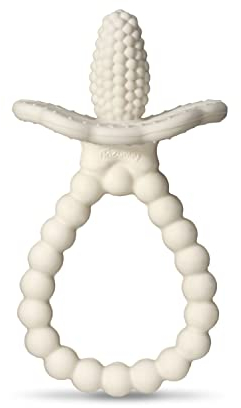 Razbaby Razberry Plus Silikon-Beißring für Babys, Weiß