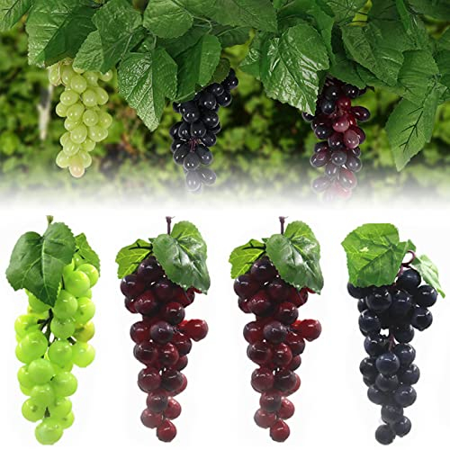 Guador 4 Stück Künstliche Trauben,Verschiedene Künstliche Lebensechte Traube Dekorative Gefälschte Früchte Wein Trauben Künstliche Schaum Trauben Simulation Trauben Festival Dekorative Obst Party