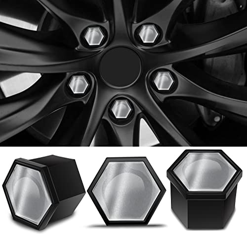 Biomar Labs 19mm Car Wheel Nut Covers 20 Pack with Removal Tool Black LC 6