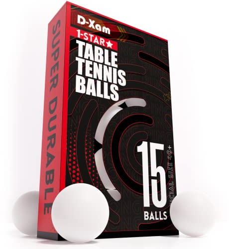 D-Xam 15 Pack White Ping Pong Balls 1 Star 40mm Official Size High Bounce Professional ABS Table Tennis Ball for Training & Practice - Durable High Performance