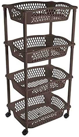 AC - Carrito Verdulero. Carrito de Cocina con 4 Niveles - Modelo HG - Estrecho con Ruedas, estantería para Cocina y baño, Ahorra Espacio, para Espacios reducidos - Color Marrón