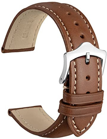 WOCCI 18mm Vintage Leder Uhrenarmband mit Konische Schnalle, Ersatz Armbanduhr (Zimtbraun)