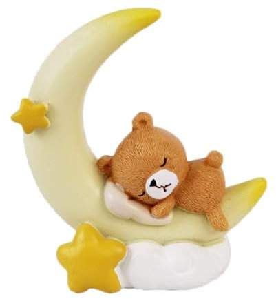 Mini-Tortenaufsatz, Motiv: Bär und Mond, leicht, Ornament, Heimdekoration, Geschenk für Kinder, Jungen, Mädchen, Geburtstag, Party, Babyparty, Hochzeit, Motto-Babyzubehör (gelb)
