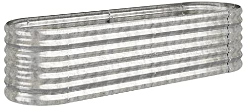 vidaXL Hochbeet, Wetterfestes Hochbeet für Garten Balkon Terrasse, Kräuterhochbeet zum Selber Bauen, Pflanzkasten aus Metall, Pulverbeschichteter Stahl Silbern