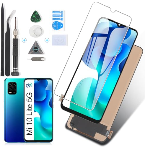 RongZy Ersatz Display Kompatibel für Xiaomi Mi 10 Lite 5G Touchscreen Bildschirm Digitizer Glas Assembly + Reparatur Tools(Schwarz)