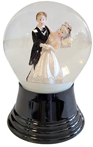 Schneekugel Echtglaskugel - Fast wie echter Schnee Motiv: Brautpaar, Hochzeitspaar, 8 cm