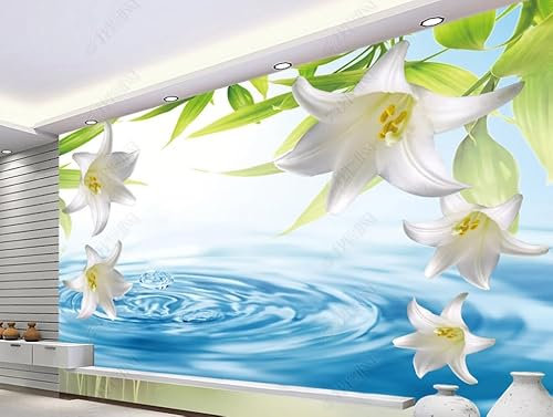 Papier Peint Panoramique 3D Lis Moderne Papier Peint Intissé Trompe L Oeil Déco Mural Tableaux Muraux Photo 400Cm(W)*280Cm(H)