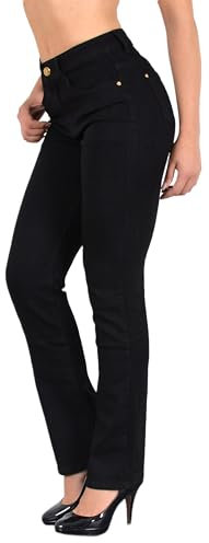 ESRA Damen Jeans Schwarz Straight Jeans Hose Damen G200