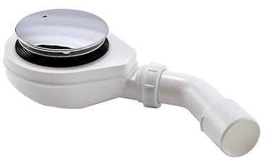 KOOBON Ablaufgarnitur Siphon Duschwanne 90mm, mit Geruchsstop und Haarsieb, Ablaufgarnitur Set Dusche und Ablaufbogen DN 40/50 mm, Abdeckhaube in Chrom