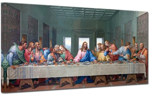 Kunstdruck auf Leinwand, Motiv Jesus Christus, das letzte Abendmahl, Leonardo da Vinci, klassische Kunst, christliches Gebetszimmer, Wanddekoration, gerahmtes letztes Abendmahl, Kunstwerk 50,8 x 101,6