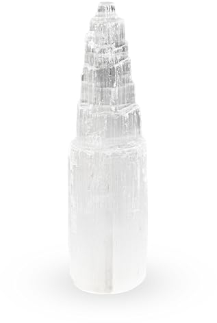 NKlaus Selenit Energie-Turm 20 cm – Handgefertigte Heilstein-Säule für Meditation, Reiki & Schutz, ideal zur Raumharmonisierung & spirituellen Reinigung