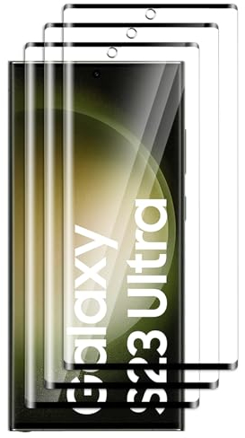 FWKDWHPH 3 Piezas Cristal Templado para Samsung Galaxy S23 Ultra,3D Cobertura Completa,Dureza 9H, Anti-Arañazos, Sin Burbujas,HD Protector de pantalla