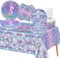 Lot de 101 décorations d'anniversaire sirène – Assiettes de fête, serviettes, tasses à écailles, nappe pour fille, enfant, fête prénatale, petite sirène, pour 20 personnes