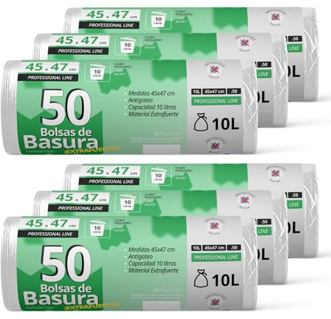 Sacs Poubelle, Sac Poubelle Résistant pour Poubelles de 10L, Antigoutte, Idéal pour Poubelle Salle de Bain, Bureau ou Cuisine, Convient à Tous Types de Déchets, 45x47 cm - Ofituria (300 sacs, 10L)