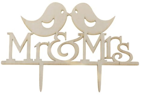 UKCOCO Cupcake-topper-picks Dessert-topper-party Kuchendeckel Kuchen Picks Essenspicker Aus Holz Cupcake-verzierung Mrs Kuchendekor Holzdekor Verlobungsfeier Braut Schmücken Hochzeit