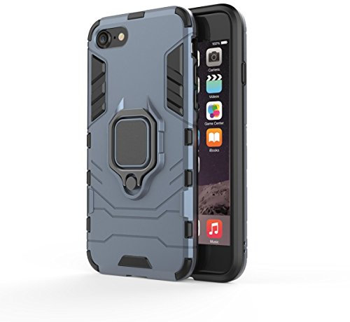 Draamvol for iPhone SE 2022/ iPhone 8 Case with Ring Holder Kickstand Cover Shockproof Military Grade Protection Soft TPU Bumper Hard PC Back Case for iPhone 7/ iPhone SE 2020 Phone Case,Blue