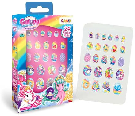 CRAZE Sticker Nails Galupy Mermaid - 24 aufklebbare Nägel für Kinder, Nägel zum aufkleben Kinder, Fingernagelset Kinder Mädchen