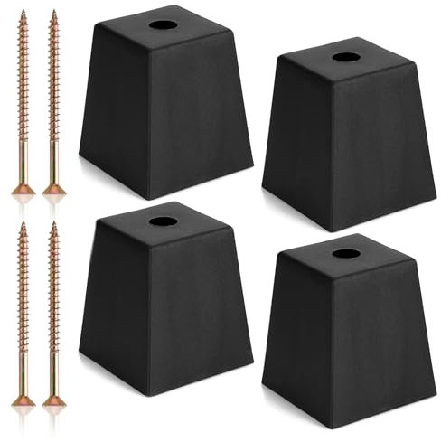 SUMNACON Lot de 4 pieds de canapé carrés coniques en plastique - 8 cm - Pieds de rechange pour table de canapé - Pieds de support d'armoire avec vis à visser pour meubles de chambre