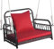 GIANTEX Hängesessel Outdoor, Hängestuhl aus Rattan & Metallrahmen, Hängesitz mit Rücken- & Armlehnen, Schaukelsessel mit Sitz- & Rückenkissen, Schaukelstuhl Hängend mit Hängeseilen bis 180kg belastbar