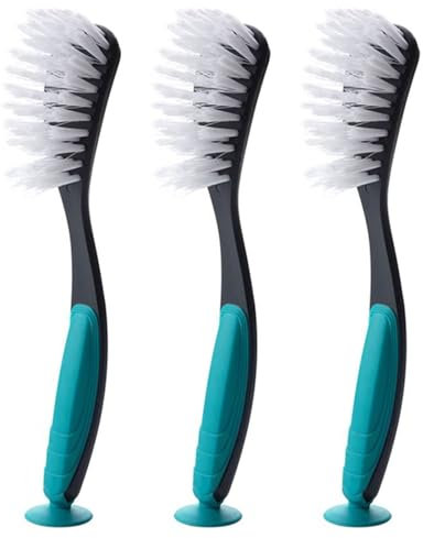 Lot de 3 brosses à vaisselle avec ventouse, brosse de cuisine, brosse à vaisselle, brosse de nettoyage, brosse à vaisselle, brosse à vaisselle, brosse à vaisselle, brosse de cuisine pour casseroles,